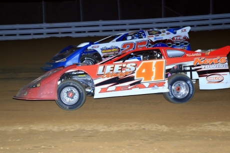 Kyle Lear (41) takes the lead from Josh Richards. (Clifford Dove)