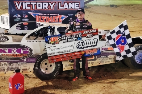 Tristan Chamberlain in victory lane. (Ultimate HofA photo)