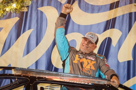 Dale McDowell emerges in victory lane. (Zach Yost)