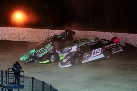 Max Blair's car ended up atop Tyler Erb's machine. (heathlawsonphotos.com)