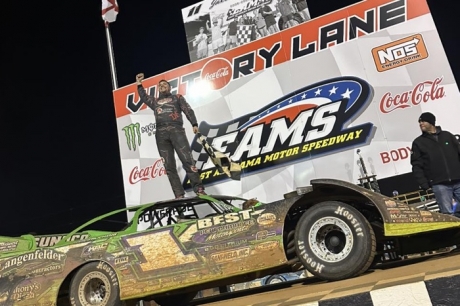 Tyler Erb in victory lane at East Alabama. (Tyler Erb Facebook)