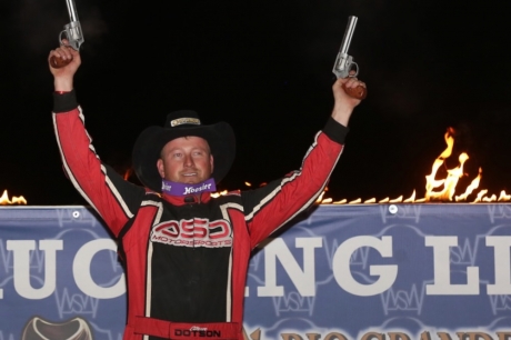 Ethan Dotson in victory lane. (Terry Page)