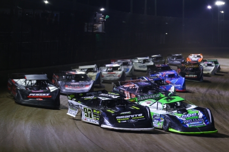 The third semifeature's field barrels into the corner. (Josh James)