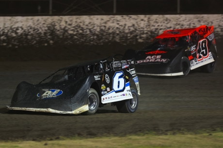 Hudson O'Neal takes the checkers at Talladega. (Zackary Washington)