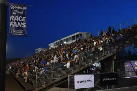 The throng that welcomed La Salle Speedway back. (joshjamesartwork.com)