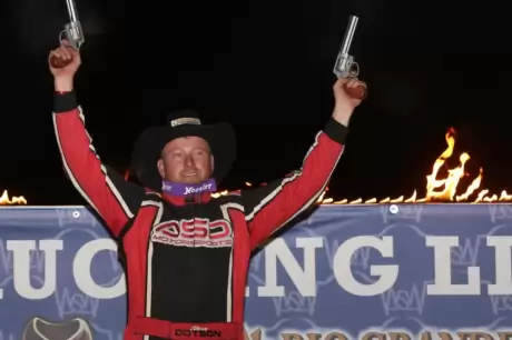 Ethan Dotson in victory lane. (Terry Page)
