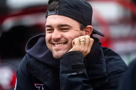 Brandon Overton smiling at Hagerstown. (Heath Lawson)