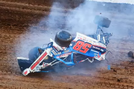 Garrett Alberson's violent wreck. (heathlawsonphotos.com)