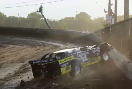 Dale McDowell flipped in time trials; he wasn't injured. (stlracingphotos.com)
