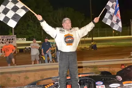 Jeff Smith celebrates his first NeSmith victory. (Mike Blevins)